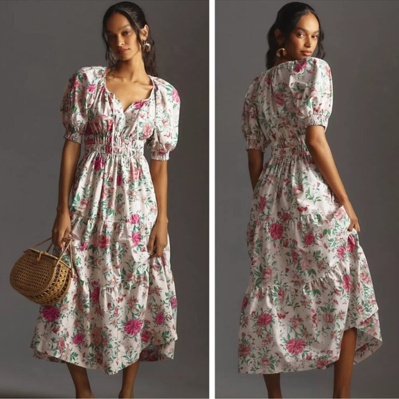 Anthropologie Dresses & Skirts - Anthropologie Somerset Maxi Dress Puff-Sleeve Floral Cottagecore Size XXS